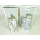 Lladro cherub figures 'Angelic Voice' and 'Sweep away the Clouds',