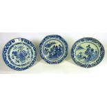 Three 18th/ 19th Century Chinese blue and white plates, D23.