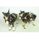 Two large ceramic shire horses with harnesses (2) Condition Report <a