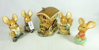 Four large Pendelfin models; 'Mother Rabbit', 'Father Rabbit',