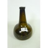 Early to mid 18th Century 'Horse Hoof' shaped yellowish olive green bottle,