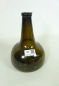 Early to mid 18th Century 'Horse Hoof' shaped yellowish olive green bottle,