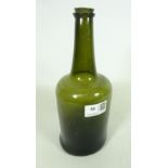 Mid to late 18th Century olive green squat cylinder shaped wine bottle,
