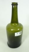 Mid to late 18th Century olive green squat cylinder shaped wine bottle,