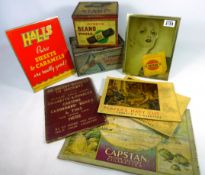 Mid 20th Century original cigarette advertising signs and two tobacco tins including; Player's,