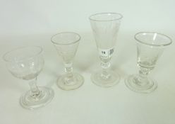 Four late 18th/ early 19th Century etched drinking glasses (4) Condition Report