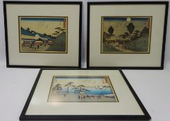 Japanese Scenes, three 20th century woodblock prints 18.