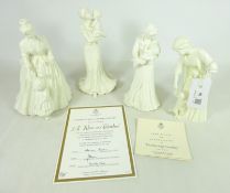 Four Royal Worcester figurines; 'Mothering Sunday', 'First Steps',
