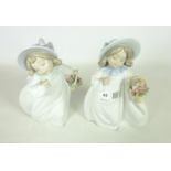 Two Lladro girls with flower baskets (2) Condition Report <a href='//www.