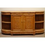 Victorian style carved hardwood credenza sideboard, W167cm,