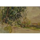 The Road from Castle Bolton, watercolour signed by Fred Lawson (British 1888-1968),