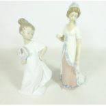 Lladro figurine and a Nao girl with fan (2) Condition Report <a href='//www.