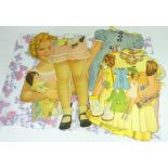 Vintage Shirley Temple cut out paper doll figures,