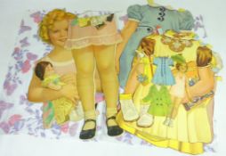 Vintage Shirley Temple cut out paper doll figures,