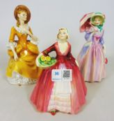Three Royal Doulton Figurines 'Miss Demure' ,