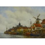 Dutch Harbour Scene, watercolour signed by J Van Couver (Dutch 1836-1909),