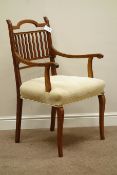 Edwardian oak armchair with upholstered seat