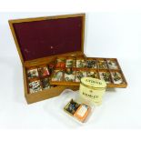 Model boat mechanical parts and other model boat parts and fittings in a fitted oak case