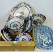 19th / early 20th Century Mintons dinner ware, 19th Century Willow pattern meat plate,