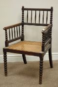 Victorian stained beech bobbin turned armchair,