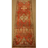 Persian Hamadan red ground runner rug,