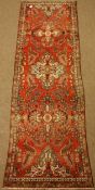 Persian Hamadan red ground runner rug,