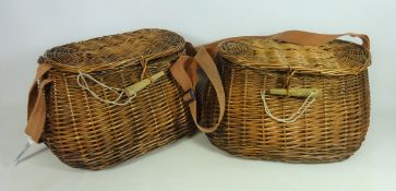 Pair wicker fishing creels, W40cm, H24cm (2) Condition Report <a href='//www.