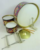 1960's Chad Valley Young Beats tinplate drum kit in original box Condition Report
