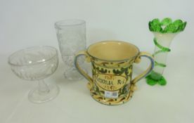 Victorian Salopian art pottery twin handled loving cup for the Diamond Jubilee 1897 impressed mark
