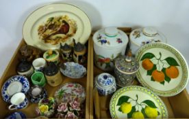 Two large Worcester Evesham storage jars, two 19th / early 20th Century German tankards,