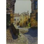 'Cobbled Streets of Cordes', 20th century watercolour signed and dated 1999 by K.