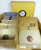Collection of Vintage 78's vinyl records in two boxes and a set of 16" vinyl records