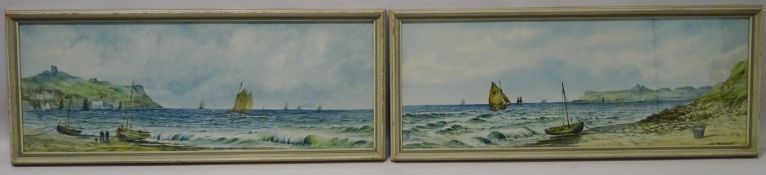 Scarborough North and South Bays, pair watercolours signed by James Geldard Walton (1821-1905),