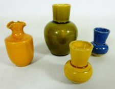 Linthorpe pottery miniature vase, H8cm and four other miniature vases,