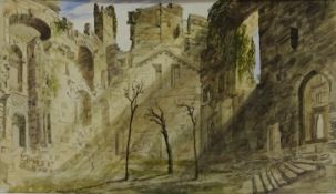 Harewood Castle Interior, watercolour signed by John Coney (British 1786-1833),