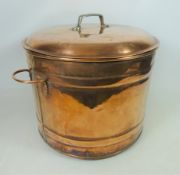 Late 19th century copper coal bin with cover,