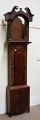19th century mahogany longcase clock case, with beaded panels and turned mounts,