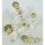 Three Lladro cherubs and a Nao angel (4) Condition Report <a href='//www.