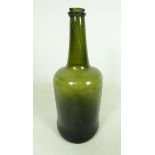 Mid to late 18th Century olive green squat cylinder shaped wine bottle,