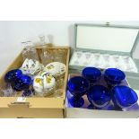 Royal Worcester 'Evesham' teaware, crystal decanter, other crystal drinking glasses,