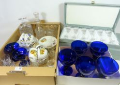 Royal Worcester 'Evesham' teaware, crystal decanter, other crystal drinking glasses,