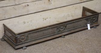 19th century Adams style fire fender, applied swags and claw feet,