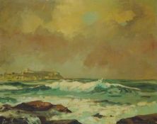 Scarborough Seascape, oil on canvas signed by Don Micklethwaite (British 1936-),