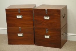Set four mahogany finish boxes with hinged lids,