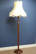 Turned wood standard lamp with shade Condition Report <a href='//www.