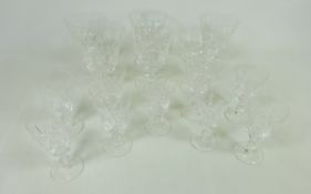 Set of six Stuart crystal wine glasses and nine matching sherry glasses - matching previous lot