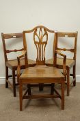 19th century country oak carver armchair, fret work splat,