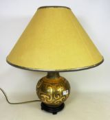 Pottery table lamp with gilded decoration,