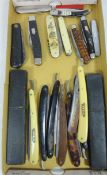 Various vintage pocket knives and razors in one box Condition Report <a