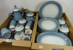 Denby 'Castille' tea, coffee and dinnerware; four teacups and saucers, two coffee mugs and saucers,